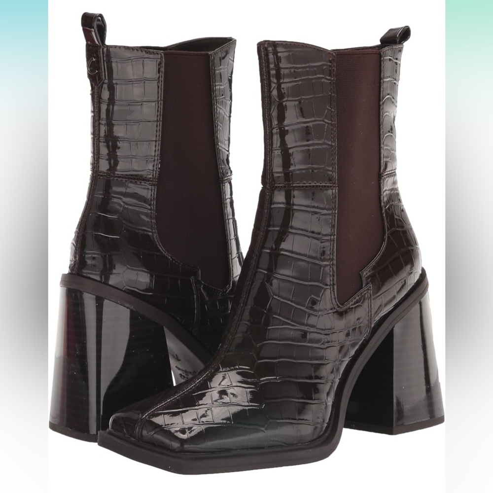 LAUREN BLOCK HEEL BLACK SQUARE TOE BOOT